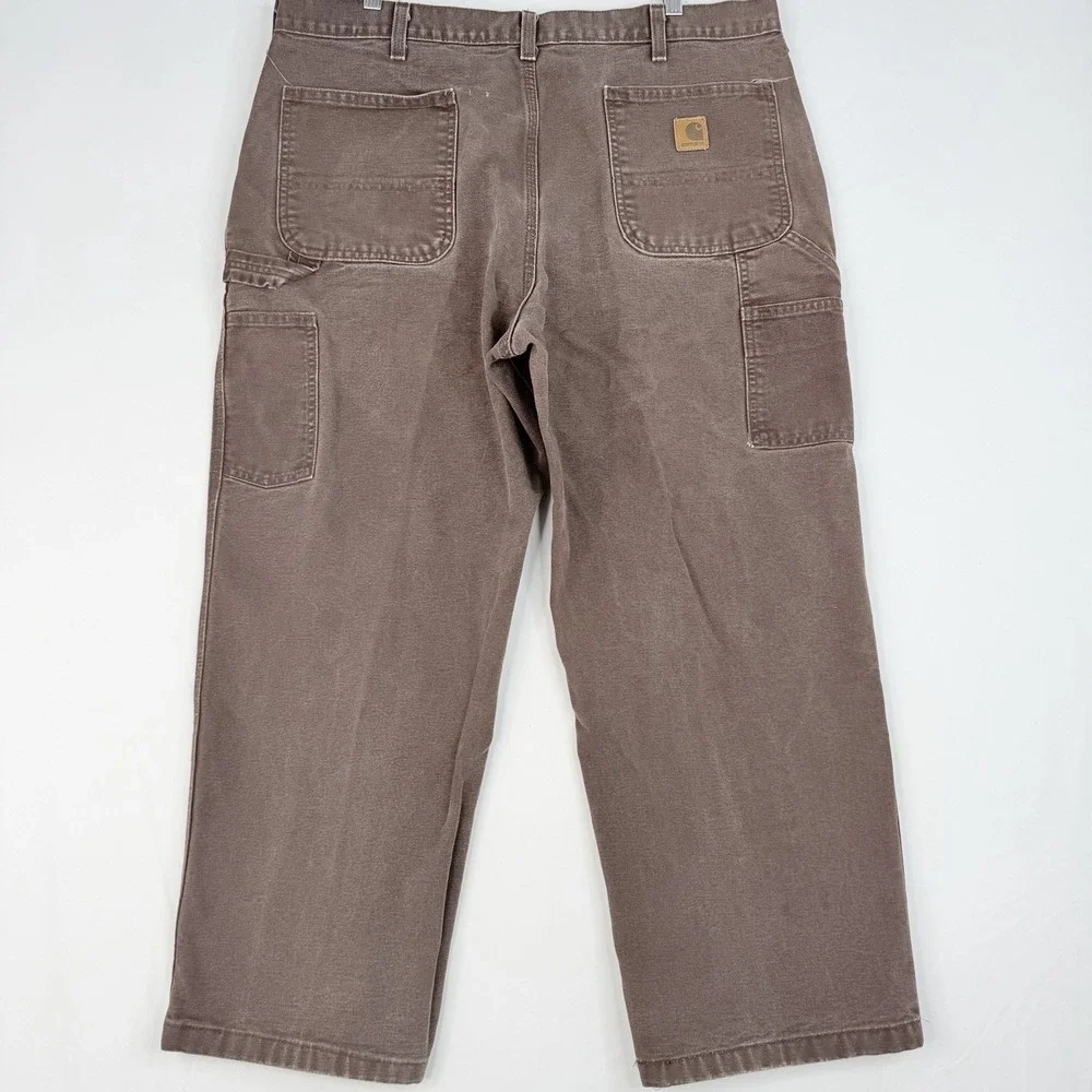 Vintage Carhartt Carpenter Pants Men 38X28 Dark Brown Dungaree Fit B11 DKB Work